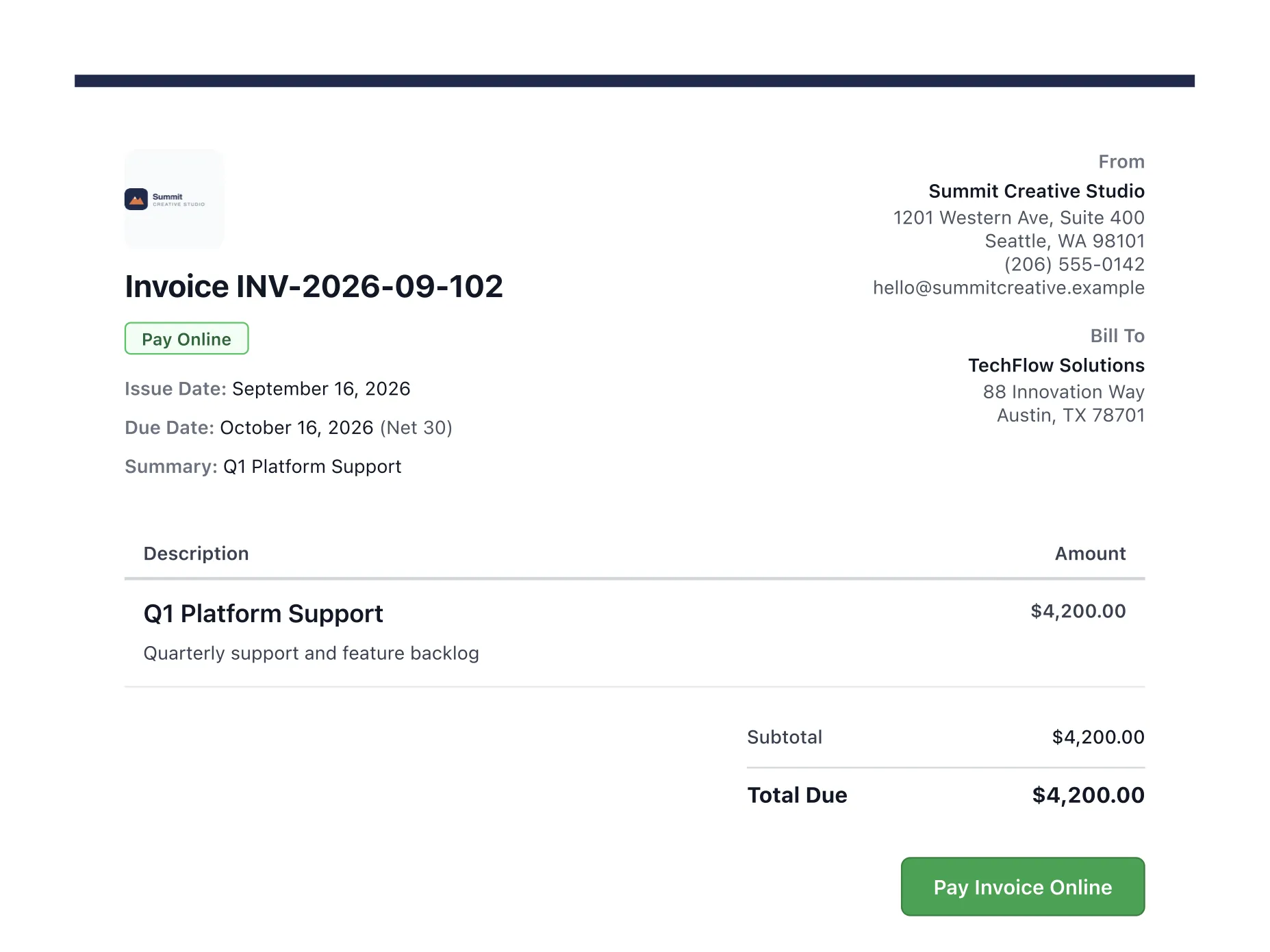 An invoice exported as a PDF.